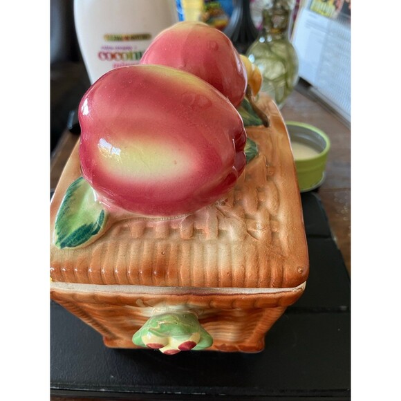 vintage 1970s Storage Ceramic Fruit Basket with Lid RARE Japan - Picture 10 of 12